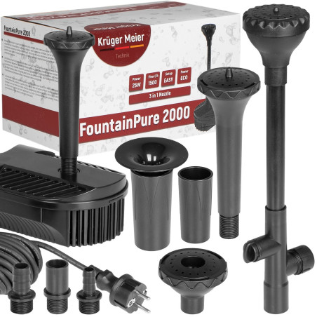 Kruger Meier FountainPure 2000 - fontanna, filtr i pompa wody do oczka wodnego