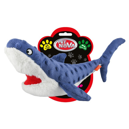 Pet Nova zabawka pluszowa rekin piszczący 32cm - Idealna do zabawy i treningu
