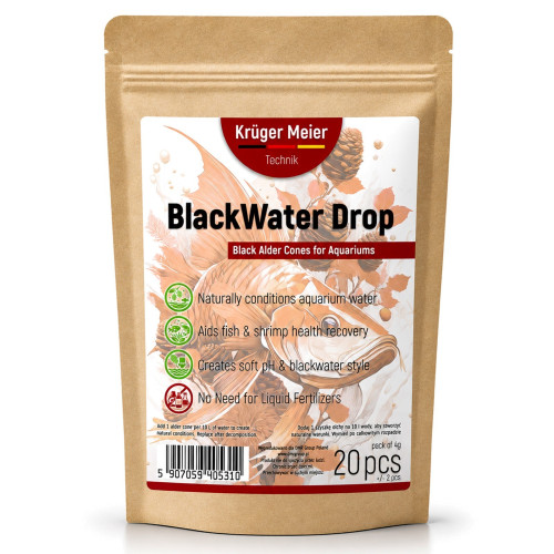Szyszki olchy czarnej Kruger Meier BlackWater Drop 4 g 20 szt. – obniżenie pH, naturalne barwienie wody