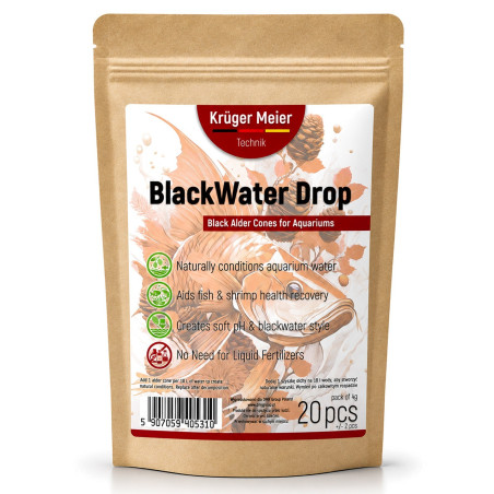 Szyszki olchy czarnej Kruger Meier BlackWater Drop 4 g 20 szt. – obniżenie pH, naturalne barwienie wody