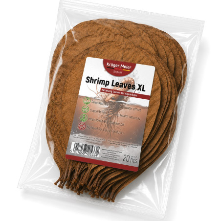 Liście ketapangu Kruger Meier Shrimp Leaves XL 20 szt. - naturalne, obniżające pH wody