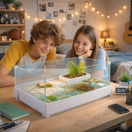 Terrarium dla żółwia Kruger Meier Turtle Shell Garden 49×31×18,5 cm z wyspą