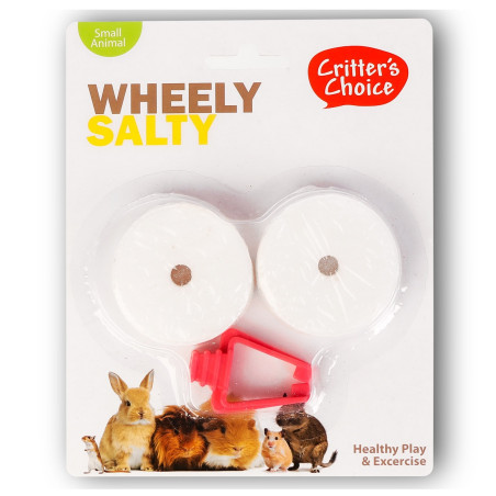 HappyPet Wheely Salty - sól z uchwytem dla gryzoni | Łatwe podwieszenie, naturalne minerały