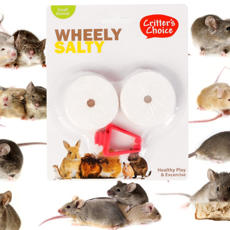 HappyPet Wheely Salty - sól z uchwytem dla gryzoni | Łatwe podwieszenie, naturalne minerały