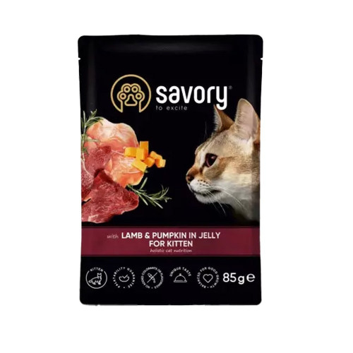 Savory Lamb & Pumpkin in Jelly for Kitten 85g - Smakowity przysmak dla kociąt