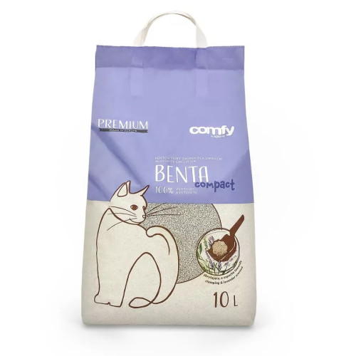 Comfy Benta New Compact Lavender - żwirek bentonitowy lawendowy dla kota 10L | Długotrwała świeżość
