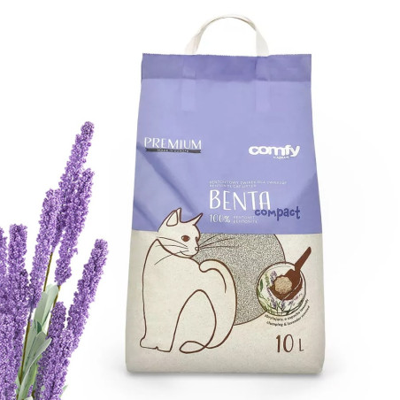 Comfy Benta New Compact Lavender - żwirek bentonitowy lawendowy dla kota 10L | Długotrwała świeżość