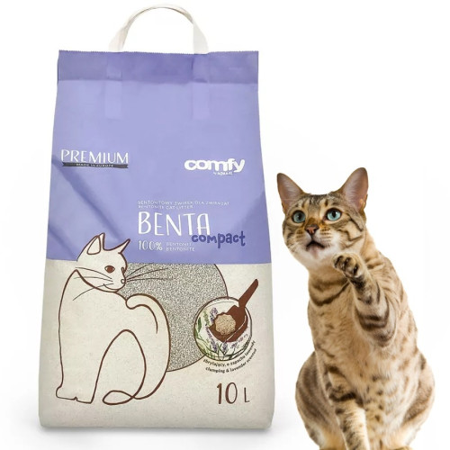 Comfy Benta New Compact Lavender - żwirek bentonitowy lawendowy dla kota 10L | Długotrwała świeżość