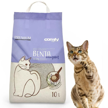 Comfy Benta New Compact Lavender - żwirek bentonitowy lawendowy dla kota 10L | Długotrwała świeżość