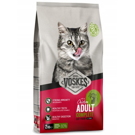 Voskes Adult Chicken 2kg - Sucha karma dla dorosłych kotów, pełnowartościowe żywienie