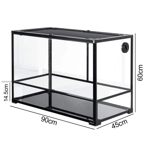 Repti-Zoo Glass Terrarium 90x45x60cm z metalową siatką | Idealne dla gadów i płazów