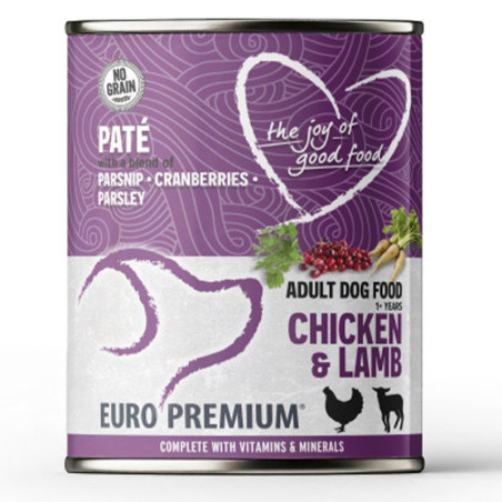 Euro Premium Pate Adult Chicken & Lamb 400g - Pełnowartościowa mokra karma dla dorosłych psów