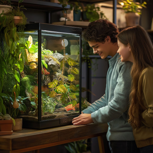 Terrario – Sztuczna Roślina do Terrarium – Wisząca Monstera 70 cm - Realistyczny wygląd, łatwy montaż