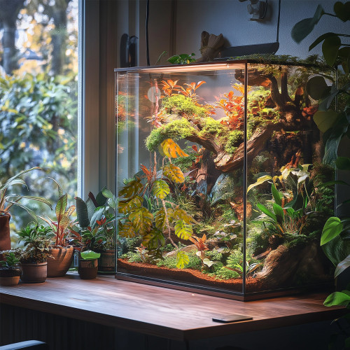 Terrario – Sztuczna Roślina do Terrarium – Wisząca Monstera 70 cm - Realistyczny wygląd, łatwy montaż