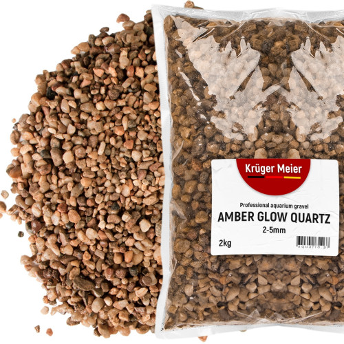Kruger Meier Amber Glow Quartz 2-5 mm - Żwirek do akwarium 2kg | Naturalny kolor, bezpieczny dla ryb