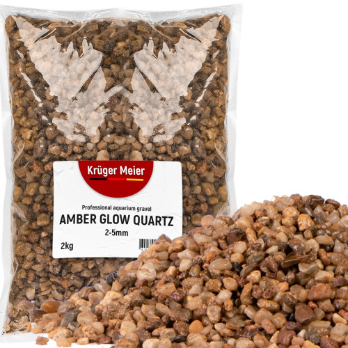 Kruger Meier Amber Glow Quartz 2-5 mm - Żwirek do akwarium 2kg | Naturalny kolor, bezpieczny dla ryb