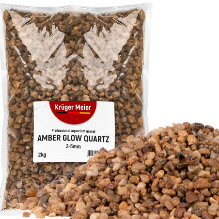 Kruger Meier Amber Glow Quartz 2-5 mm - Żwirek do akwarium 2kg | Naturalny kolor, bezpieczny dla ryb