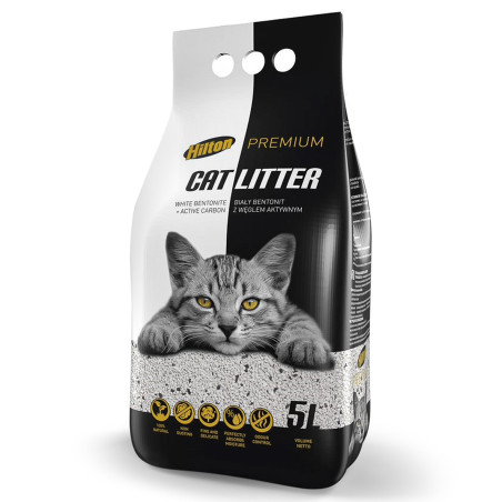 Hilton Cat Litter Carbon żwirek bentonitowy z węglem 5l - Neutralizuje zapachy