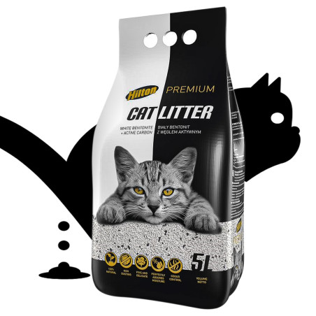 Hilton Cat Litter Carbon żwirek bentonitowy z węglem 5l - Neutralizuje zapachy