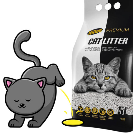 Hilton Cat Litter Carbon żwirek bentonitowy z węglem 5l - Neutralizuje zapachy
