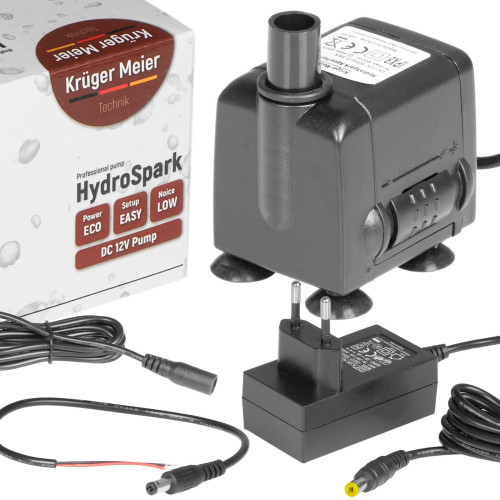Kruger Meier HydroSpark All Connect - pompa wody 450l/h 12V i 230V | Idealna do oczka wodnego
