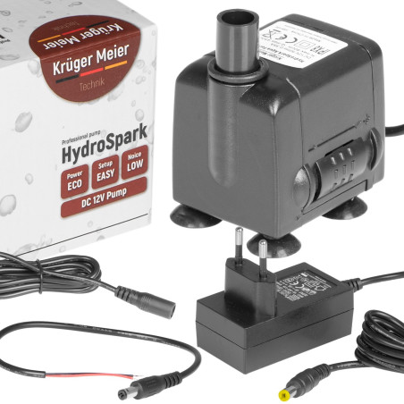 Kruger Meier HydroSpark All Connect - pompa wody 450l/h 12V i 230V | Idealna do oczka wodnego