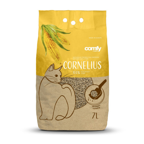 Comfy Cornelius Natural 7l żwirek kukurydziany dla kota - Bezzapachowy i biodegradowalny