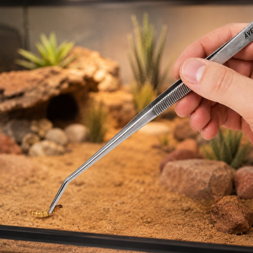 Pęseta do terrarium Aventerra CLAWEY ARC 20 cm stalowa, zagięta