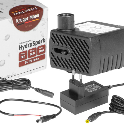 Kruger Meier HydroSpark All Connect - pompa wody 300l/h 12V i 230V | Cicha i oszczędna, idealna do oczka wodnego