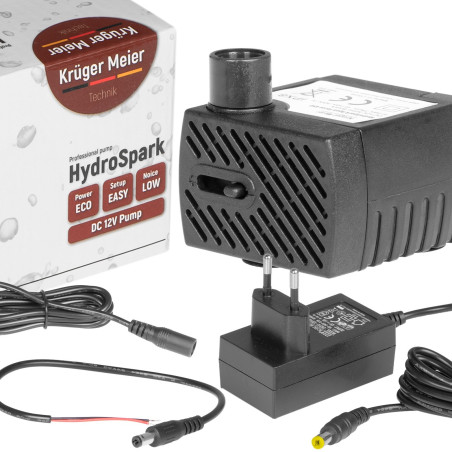 Kruger Meier HydroSpark All Connect - pompa wody 300l/h 12V i 230V | Cicha i oszczędna, idealna do oczka wodnego