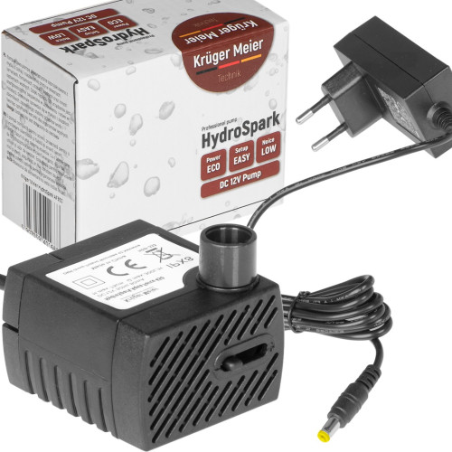 Kruger Meier HydroSpark All Connect - pompa wody 300l/h 12V i 230V | Cicha i oszczędna, idealna do oczka wodnego