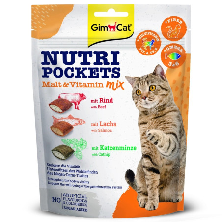 GimCat Nutri Pockets Malt MIX 150g - mniej kłaczków, wsparcie stawów