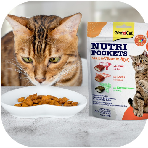 GimCat Nutri Pockets Malt MIX 150g - mniej kłaczków, wsparcie stawów