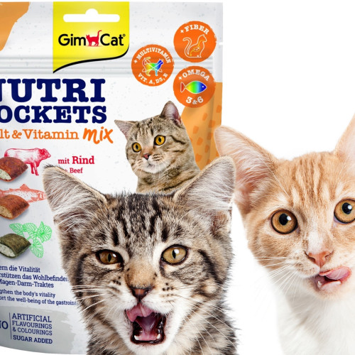 GimCat Nutri Pockets Malt MIX 150g - mniej kłaczków, wsparcie stawów