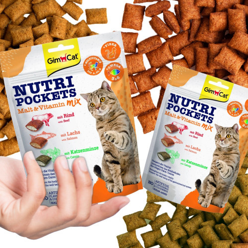 GimCat Nutri Pockets Malt MIX 150g - mniej kłaczków, wsparcie stawów