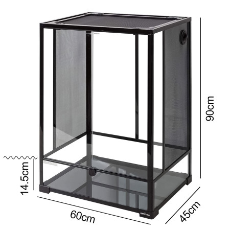 Repti-Zoo Glass Terrarium 60x45x90cm - Idealne dla gadów, szklane z metalową siatką