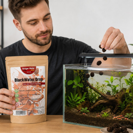 Szyszki olchy Kruger Meier BlackWater Drop 2 g – 10 sztuk, naturalne, obniżające pH (blackwater)