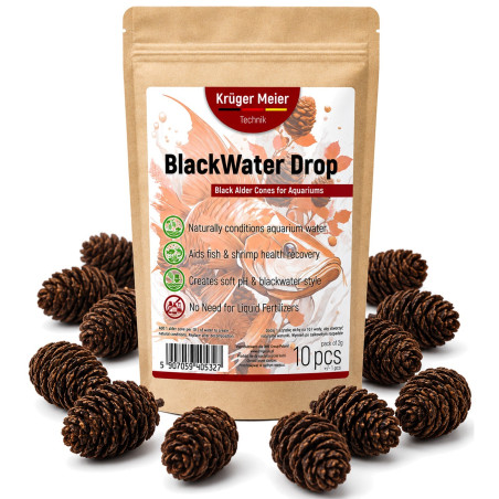 Szyszki olchy Kruger Meier BlackWater Drop 2 g – 10 sztuk, naturalne, obniżające pH (blackwater)