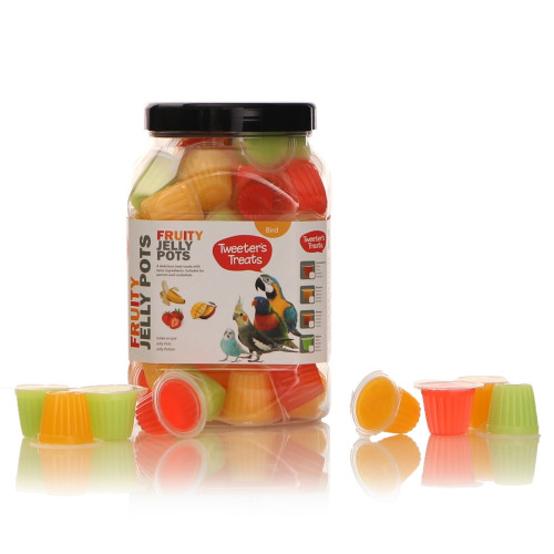 HappyPet Tweeter's Treats Fruity Jelly Pots 60 sztuk - Pyszne przysmaki dla ptaków, szybka wysyłka