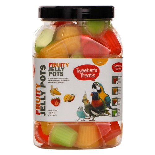 HappyPet Tweeter's Treats Fruity Jelly Pots 60 sztuk - Pyszne przysmaki dla ptaków, szybka wysyłka
