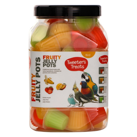 HappyPet Tweeter's Treats Fruity Jelly Pots 60 sztuk - Pyszne przysmaki dla ptaków, szybka wysyłka