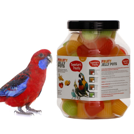 HappyPet Tweeter's Treats Fruity Jelly Pots 60 sztuk - Pyszne przysmaki dla ptaków, szybka wysyłka