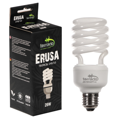 Terrario Erusa Tropical UVB 5.0 - żarówka spiralna 5.0 26W | Idealna dla gadów tropikalnych