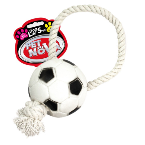 Zabawka gumowa dla psa Aqua Nova Pet Nova piłka futbolowa na sznurku 26 cm