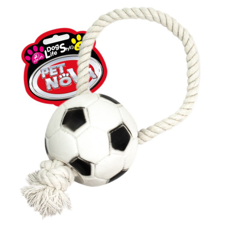 Zabawka gumowa dla psa Aqua Nova Pet Nova piłka futbolowa na sznurku 26 cm