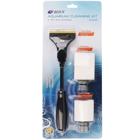 Resun Aqua Clean Kit 30cm - czyścik gąbkowy i skrobak 3w1 | Szybkie czyszczenie akwarium