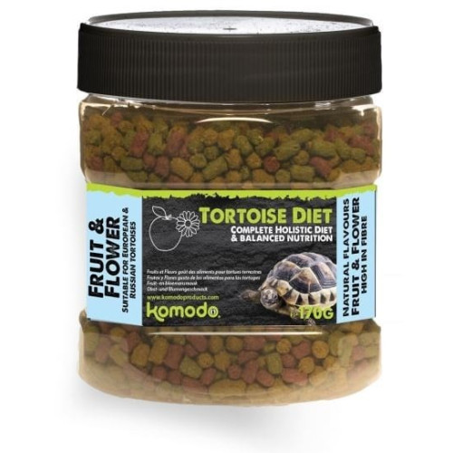 Komodo Tortoise Diet Fruit Flower 170g - pokarm dla żółwi | Pełnowartościowy, chętnie jedzony
