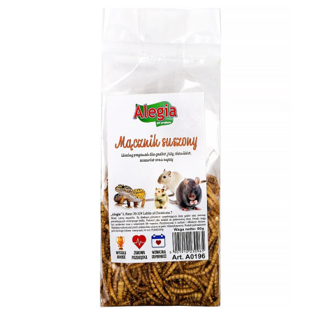 Alegia larwy mącznika 60g - Smaczny, białkowy przysmak dla gryzoni