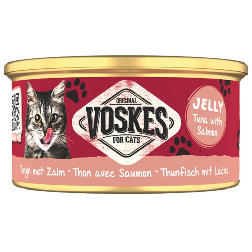 Voskes Tuna With Salmon - tuńczyk z łososiem mokra karma dla kota 85g - Smakowity posiłek dla wybrednych kotów