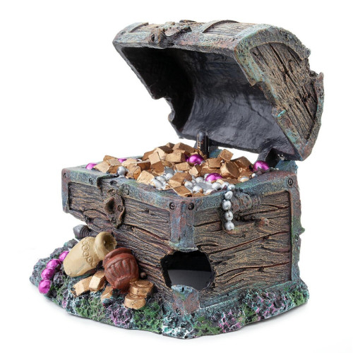 Happet - ozdoba do akwarium skrzynia skarbów 12cm - Idealna do akwarium słodkowodnego